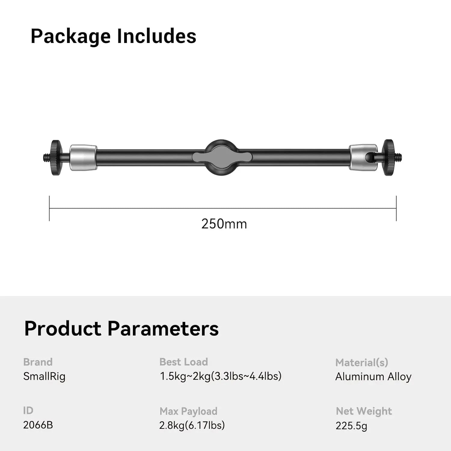 SmallRig Adjustable Articulating Magic Arm 9 point 8 Inch with Dual 1 by 4 Screw 2066B SMALLRIG