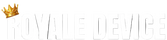 Logo of 'Royale Device' with a gold crown on a black background
