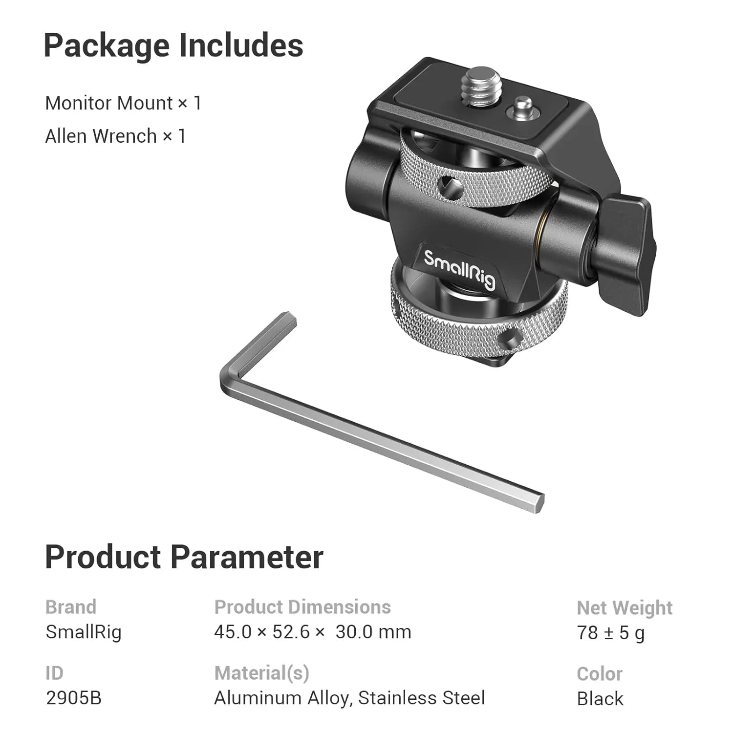 SmallRig Camera Monitor Mount with Cold Shoe Adapter 2905B SMALLRIG