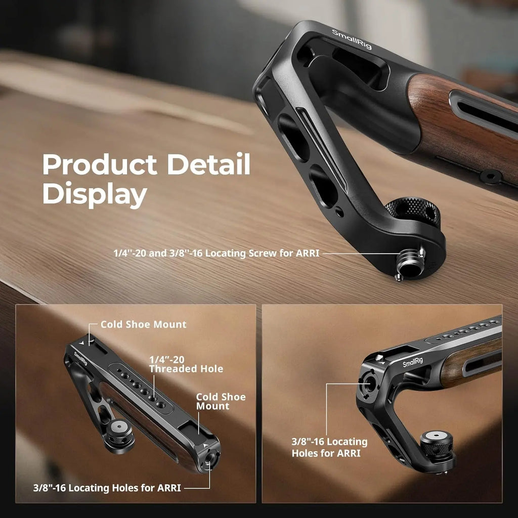 SmallRig Wooden Top Handle with ARRI Locating Screws Retractable Mount 5252 SMALLRIG
