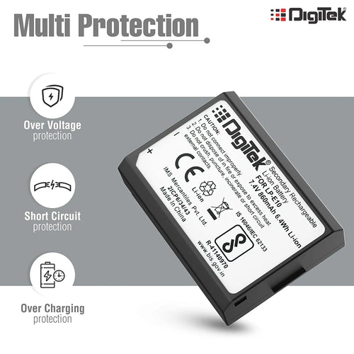 DIGITEK LP-E10 Lithium-Ion Rechargeable Battery for Canon EOS DSLR Cameras Digitek