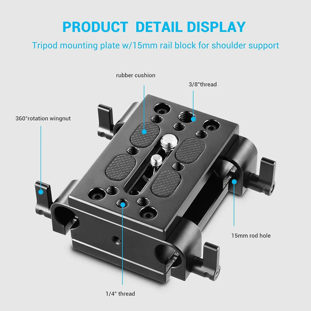SmallRig Camera Tripod Mounting Baseplate with 15mm Rod Clamp Rail Block 1798 SMALLRIG