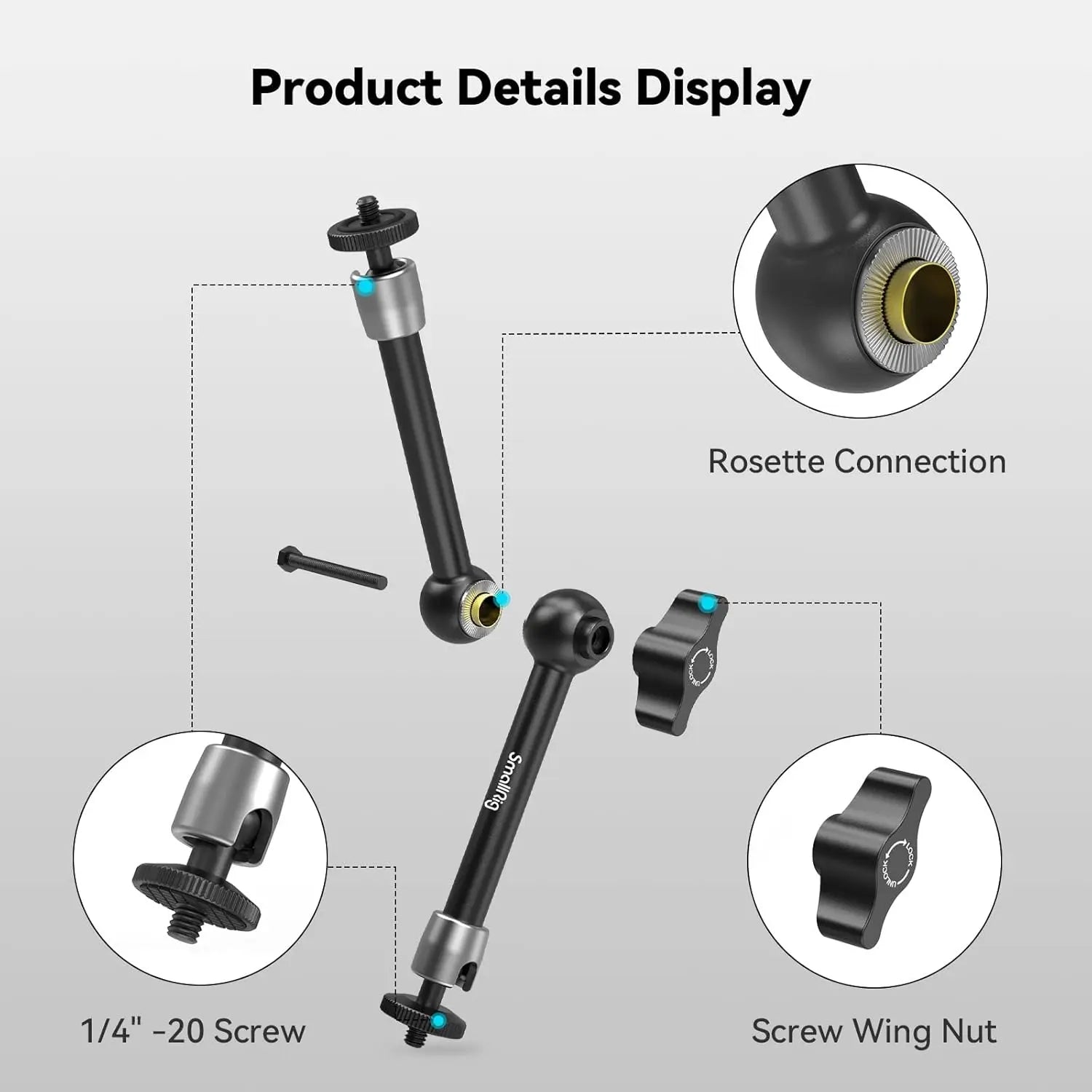 SmallRig Adjustable Articulating Magic Arm 9 point 8 Inch with Dual 1 by 4 Screw 2066B SMALLRIG