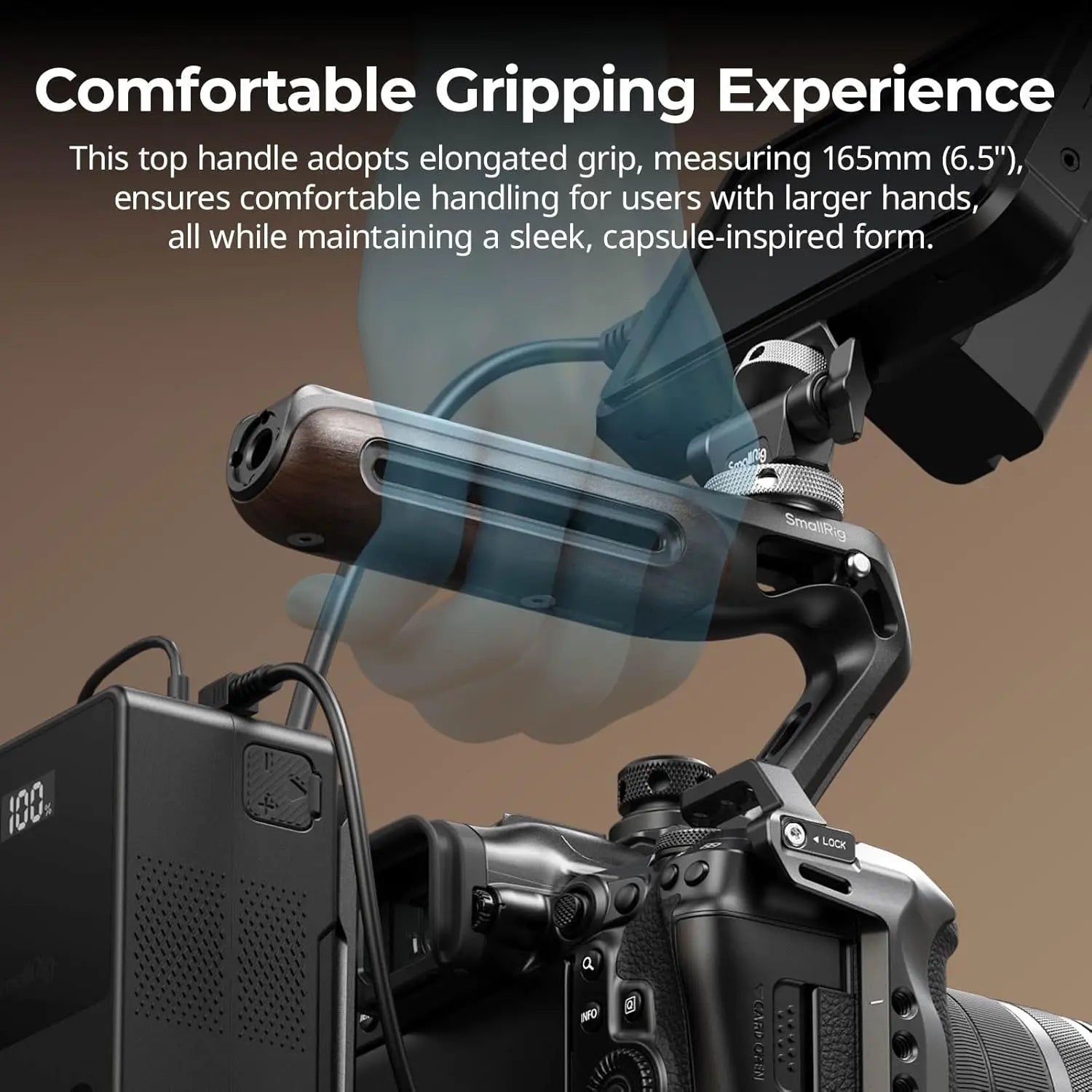 SmallRig Wooden Top Handle with ARRI Locating Screws Retractable Mount 5252 SMALLRIG
