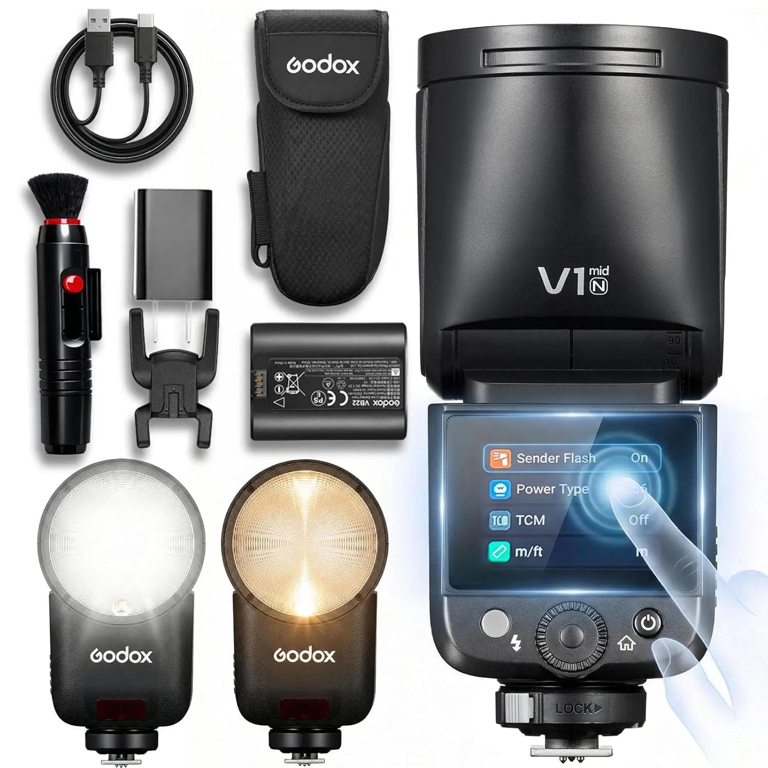 Godox V1 MID Flash 55Ws Round Head Touchscreen Speedlite Godox