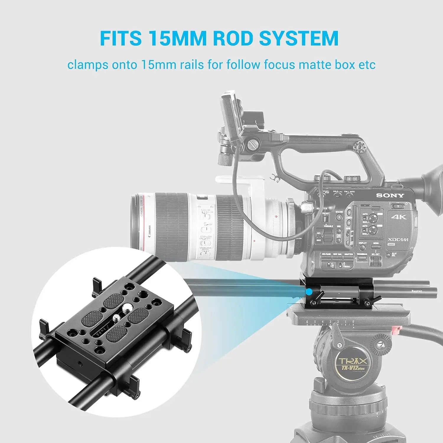 SmallRig Camera Tripod Mounting Baseplate with 15mm Rod Clamp Rail Block 1798 SMALLRIG