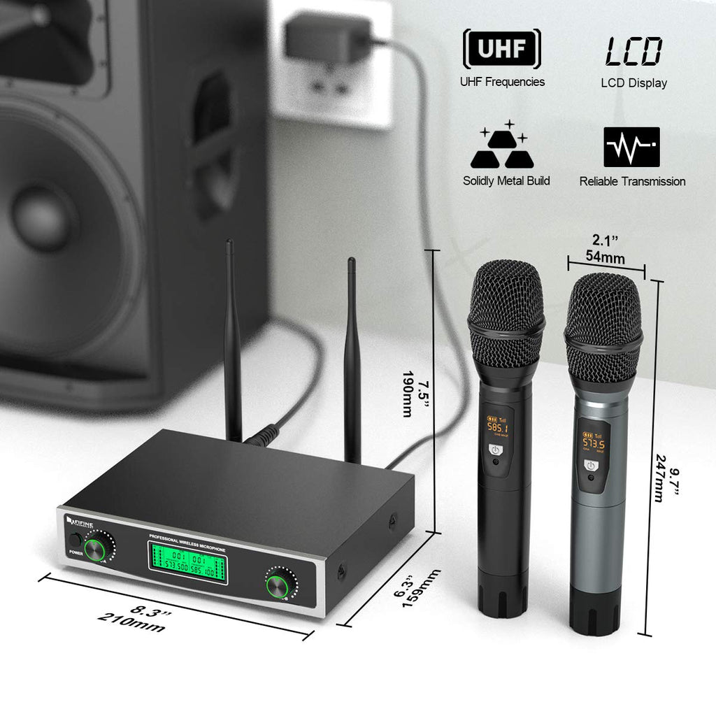 FIFINE K040 Dual Wireless Handheld Microphone System | UHF Cordless Dynamic Microphones with Dual-Channel Receiver