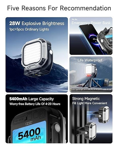 TEKTONIC 28W Pocket LED Fill Light Rechargeable Dimmable Video Lamp