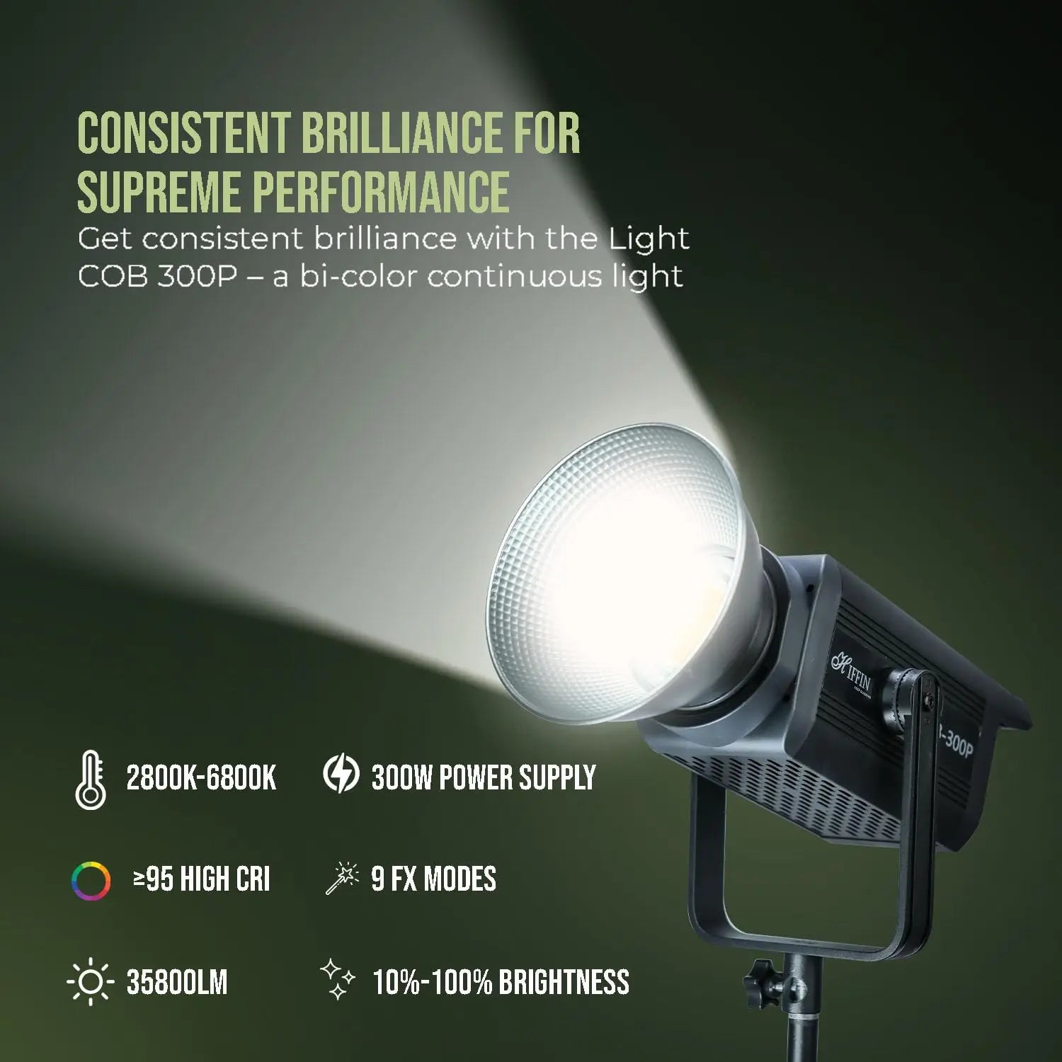 HIFFIN COB 300P 300 Watt Professional Bi Color LED Video Light HIFFIN