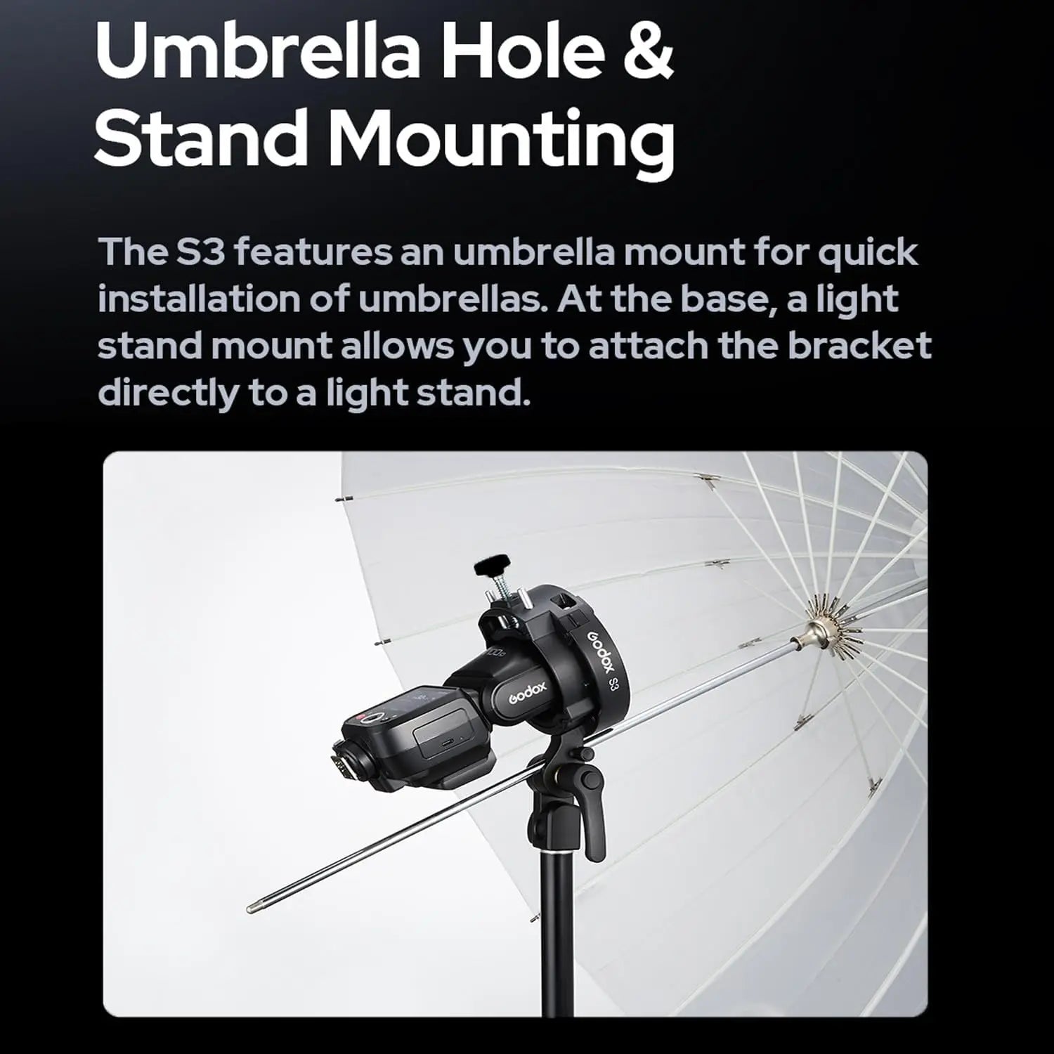 Godox S3 Speedlite Bracket Bowens Mount Flash Holder Godox