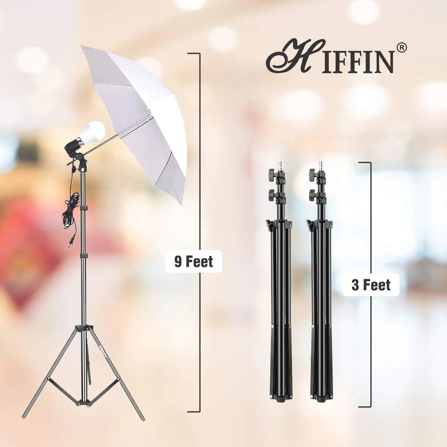 HIFFIN E27 Studio Umbrella Lighting Kit with 9Ft Stand Set of 2 HIFFIN
