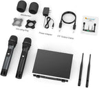 FIFINE K040 Dual Wireless Handheld Microphone System | UHF Cordless Dynamic Microphones with Dual-Channel Receiver