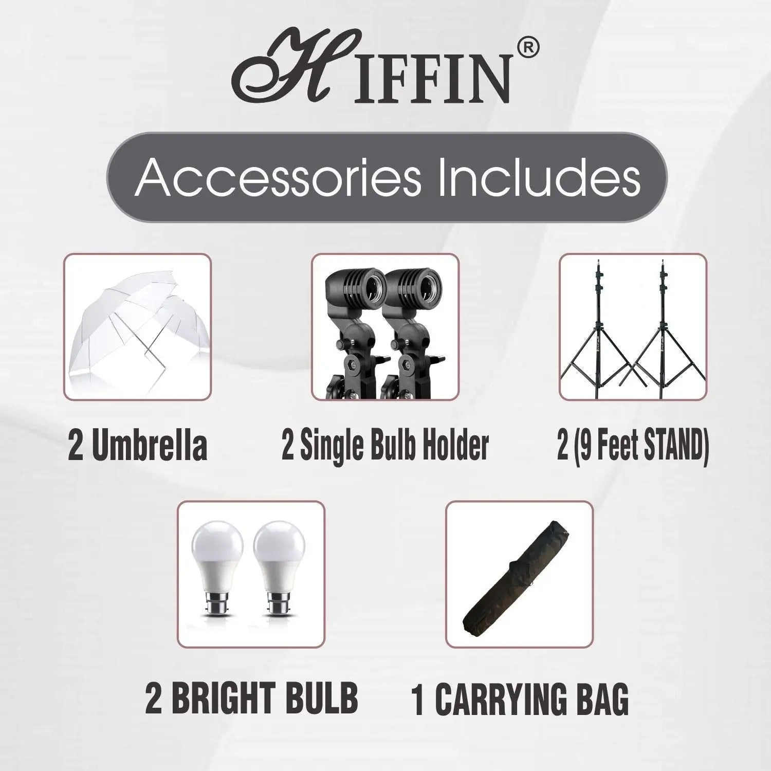 HIFFIN E27 Studio Umbrella Lighting Kit with 9Ft Stand Set of 2 HIFFIN