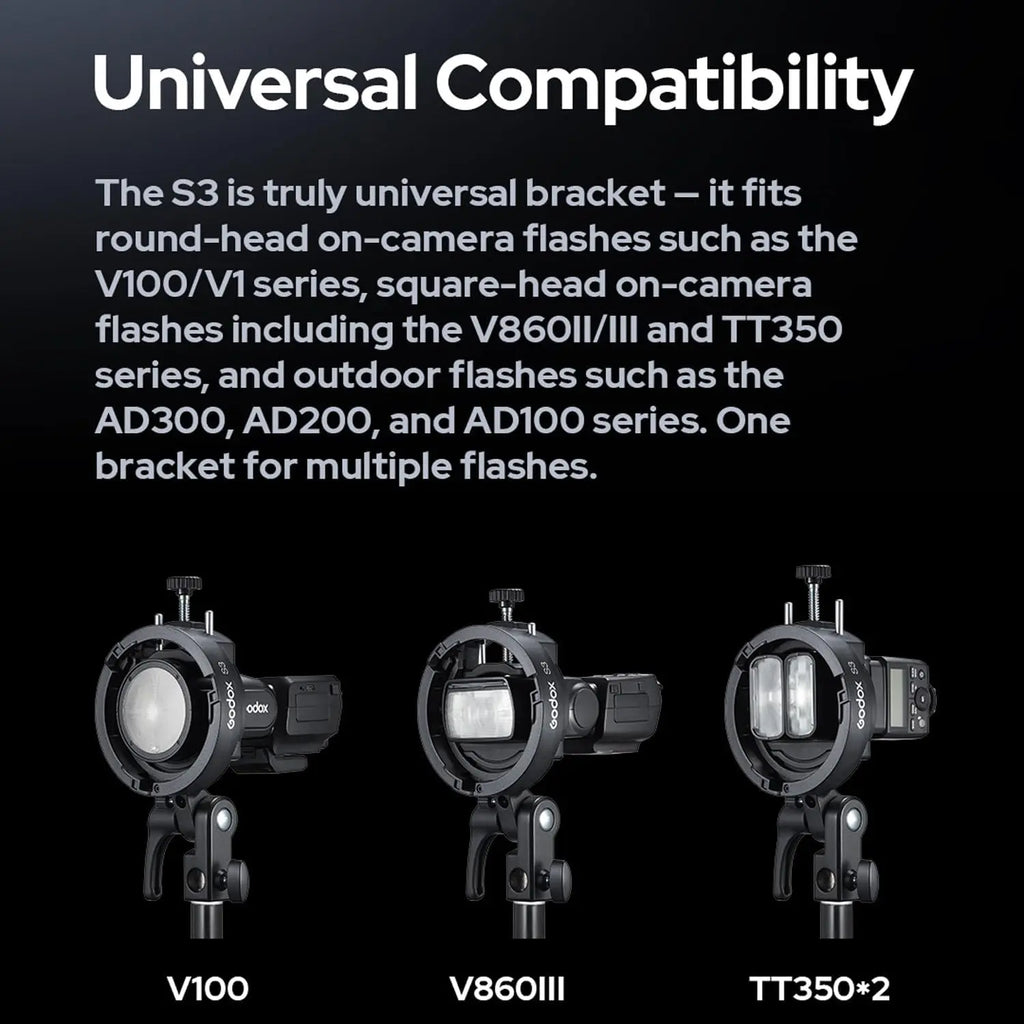 Godox S3 Speedlite Bracket Bowens Mount Flash Holder Godox