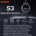 Godox S3 Speedlite Bracket Bowens Mount Flash Holder Godox