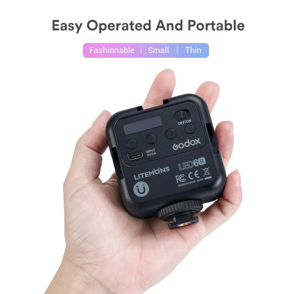 Godox LITEMONS LED6R RGB Rechargeable Magnetic Video Light for Vlogging Godox