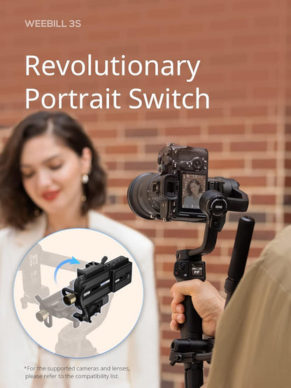 ZHIYUN Weebill 3S Camera Gimbal Stabilizer for DSLR, 3-Axis Handheld Support, Compact Design, Black