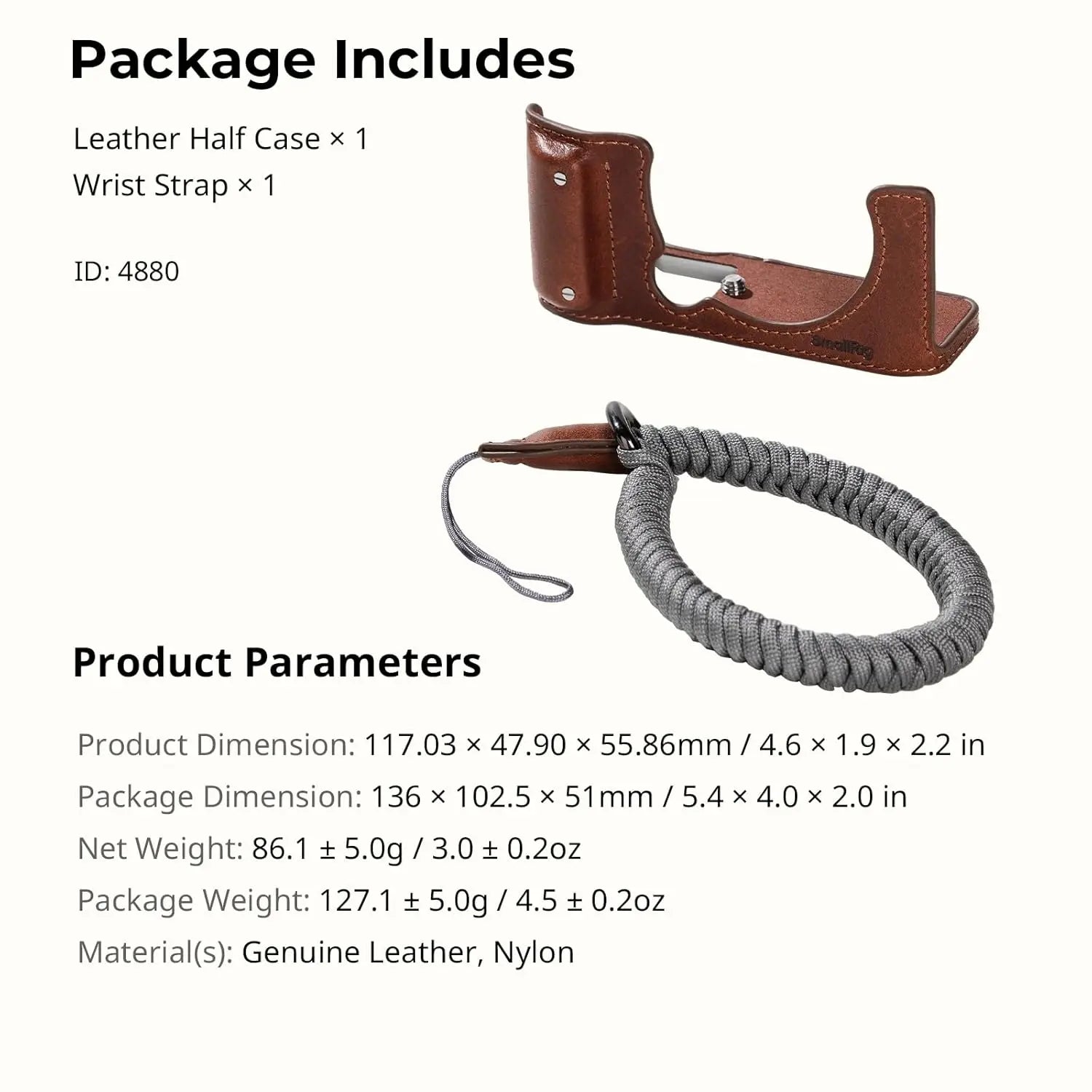 SmallRig X M5 Leather Half Case Kit for FUJIFILM X M5 Brown 4880 SMALLRIG