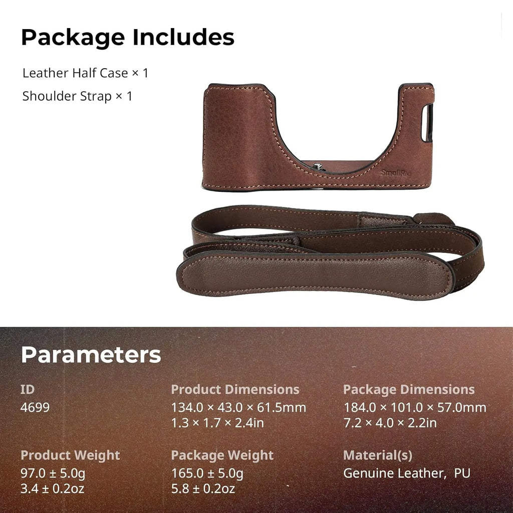 SmallRig Brown Leather Half Case Kit with Shoulder Strap 4699 SMALLRIG