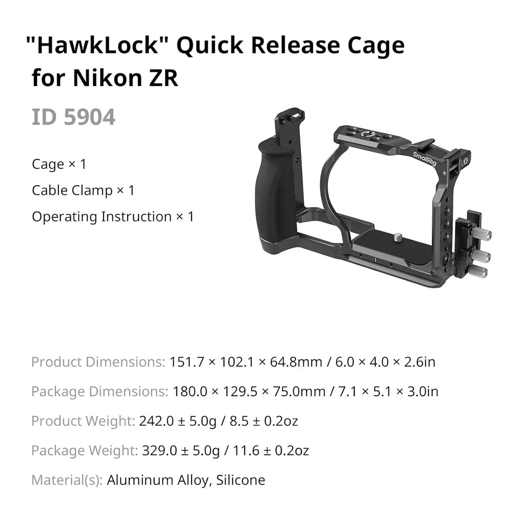 SmallRig HawkLock Quick Release Extension Cage for Nikon ZR Camera Rig 5904 SMALLRIG