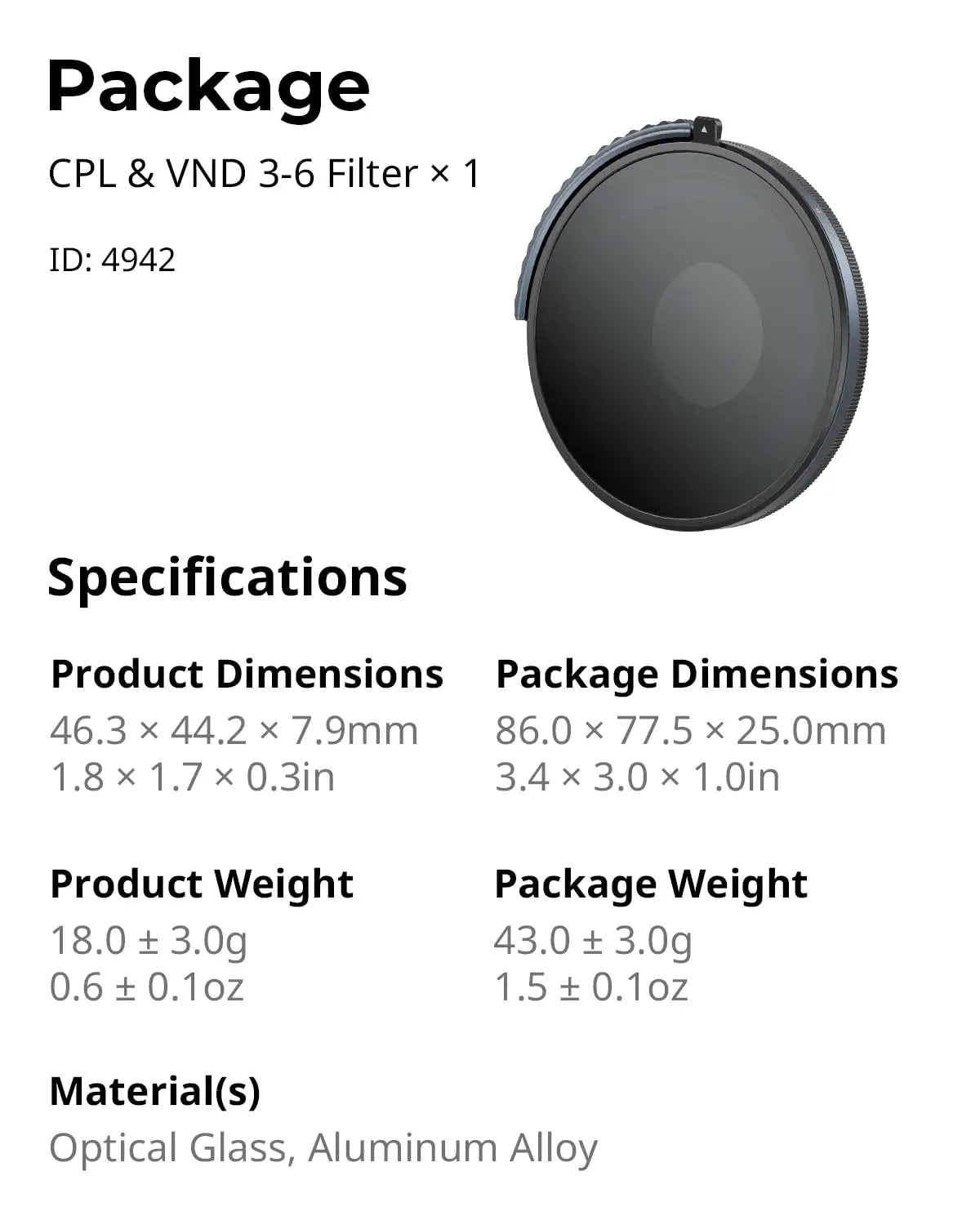 SmallRig CPL and VND 3 to 5 Filter for GoPro Action Camera Lens Filter 4942 SMALLRIG