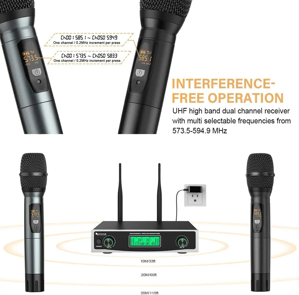 FIFINE K040 Dual Wireless Handheld Microphone System | UHF Cordless Dynamic Microphones with Dual-Channel Receiver