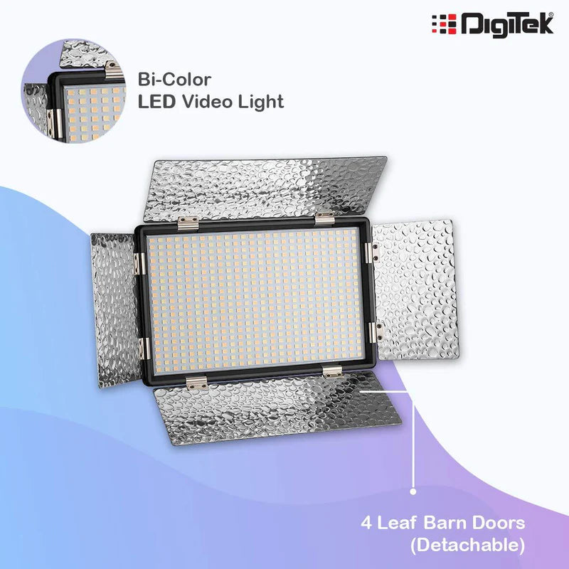Digitek LED D520B Bi-Color Video Light with Barndoors