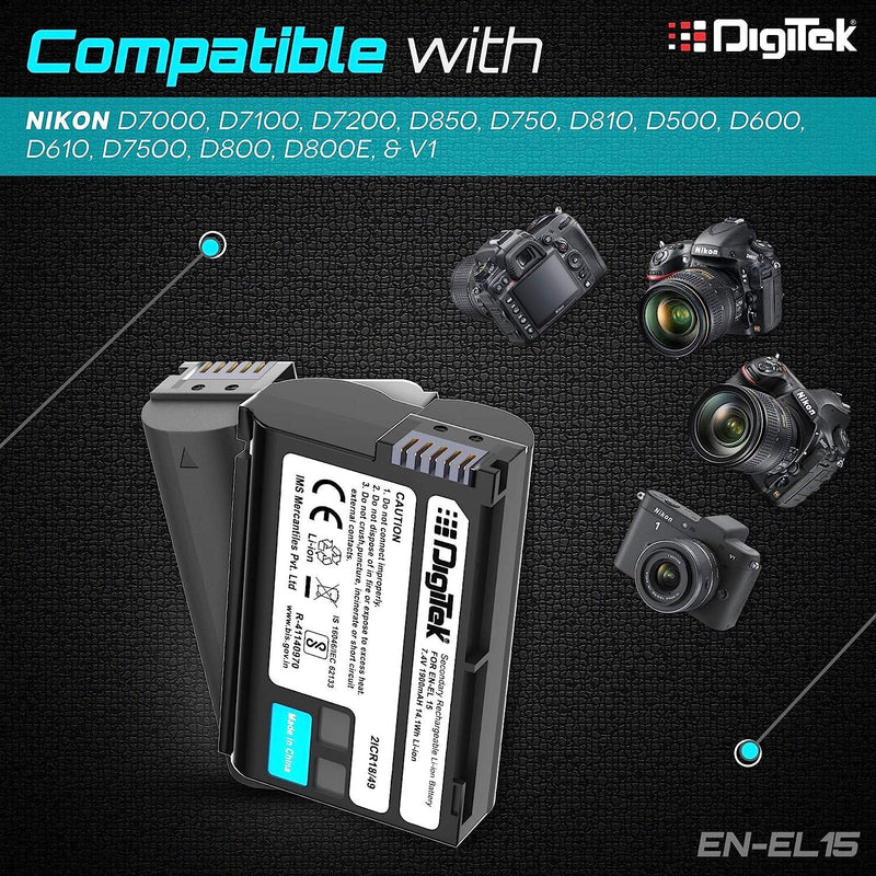 Digitek EN-EL15 Rechargeable Battery for Nikon Cameras