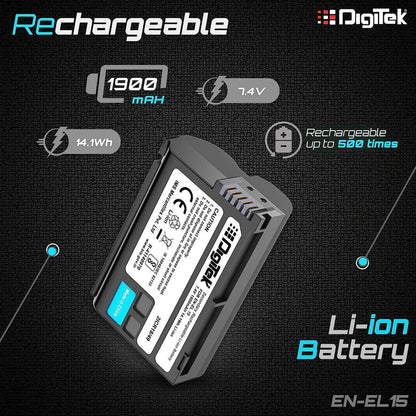 Digitek EN-EL15 Rechargeable Battery for Nikon Cameras