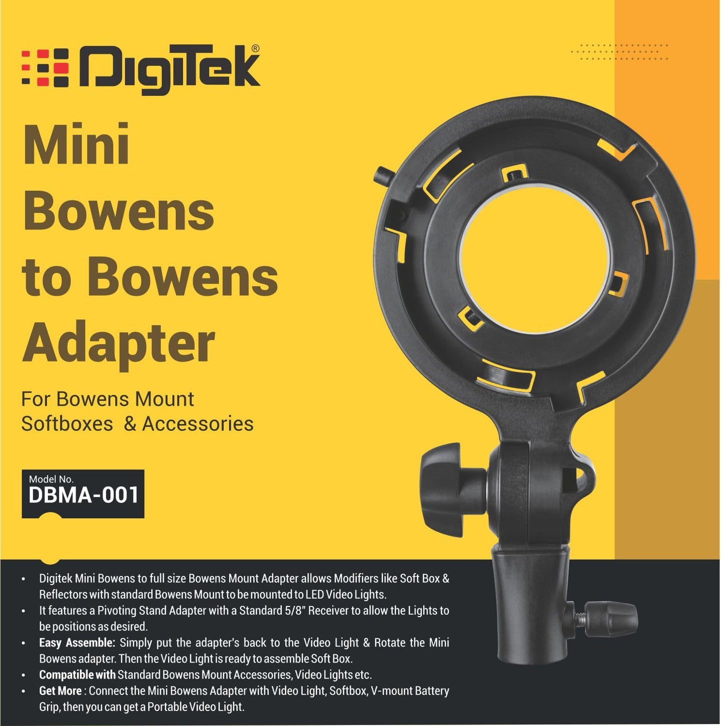 Digitek DBMA 001 Mini Bowens to Bowens Adapter