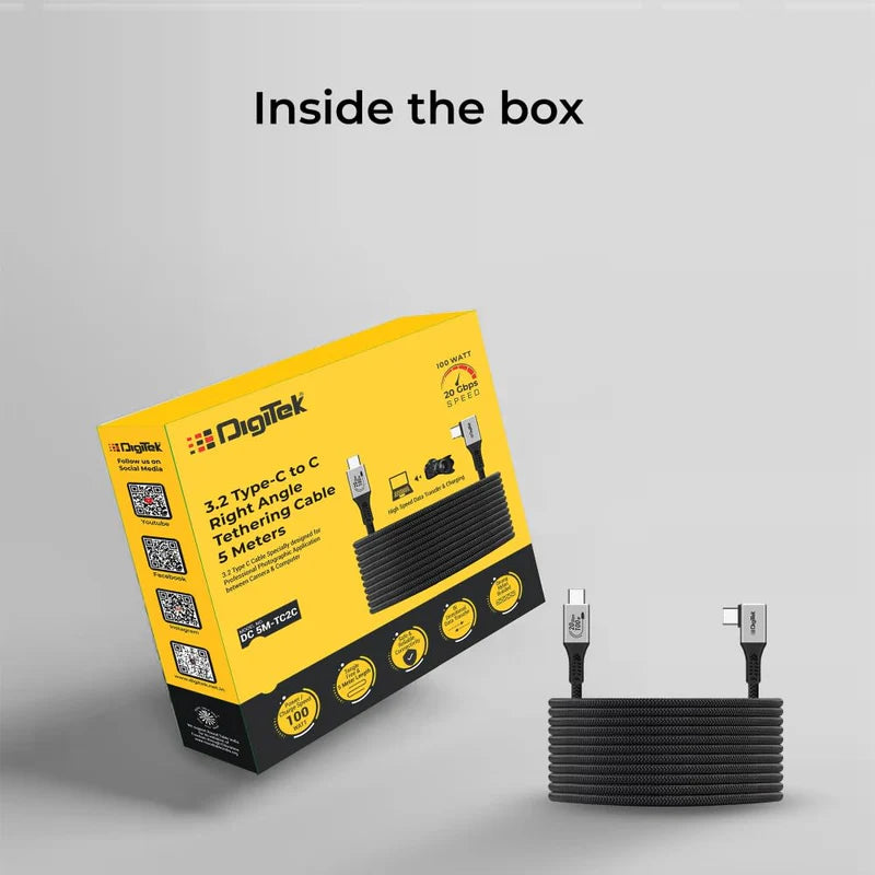 Digitek DC 5M-TC2C Right-Angle Type-C Tethering Cable 5M