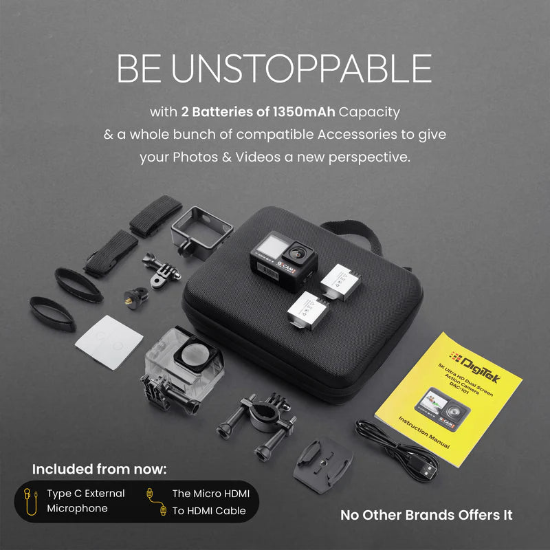 Digitek GoCAM DAC-101 5K Dual Screen Action Camera