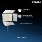 Digitek LED-D520B 37W Dual Color Video Light with Barn Doors Digitek