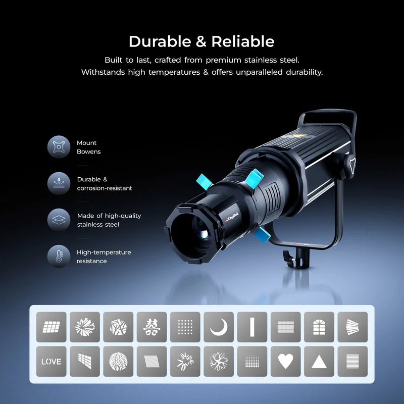 Digitek DS-220 Bowens Optical Snoot Kit with GOBOS