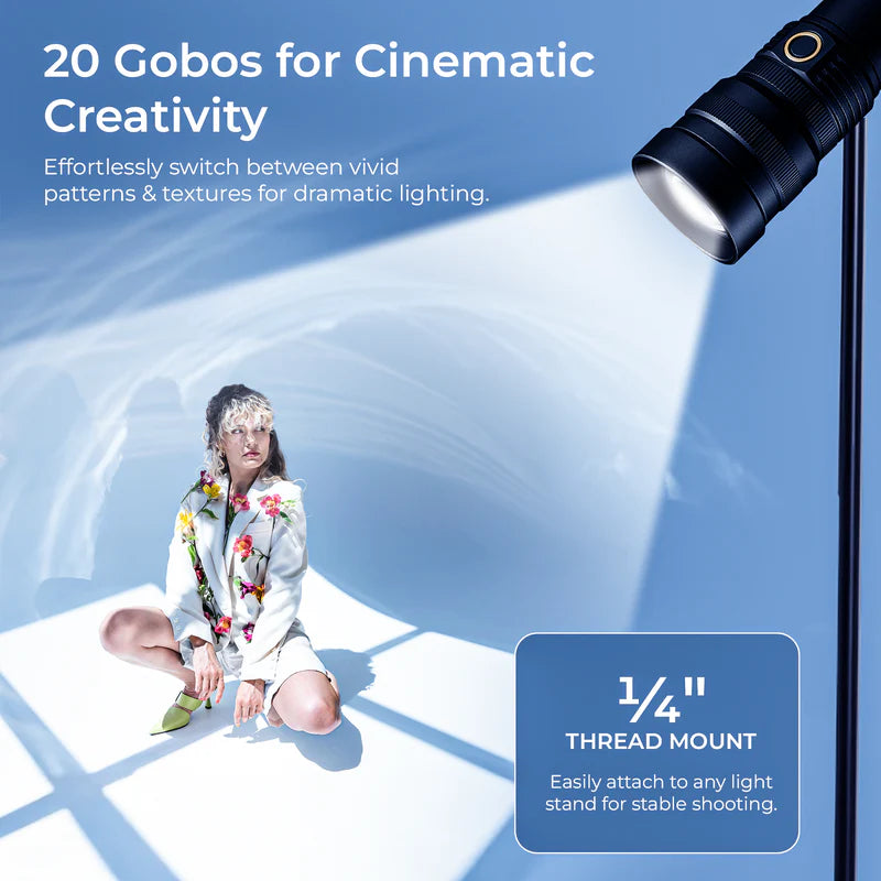 Digitek DS 40 WTP PRO Torch Projector Snoot with Lens & GOBOs