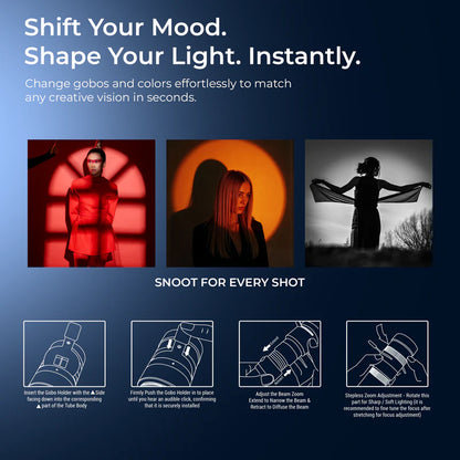 Digitek DS 40 WTP PRO Torch Projector Snoot with Lens & GOBOs