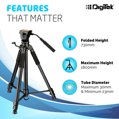 Digitek 590 VD PRO 5.9ft Lightweight Tripod for DSLR & Video