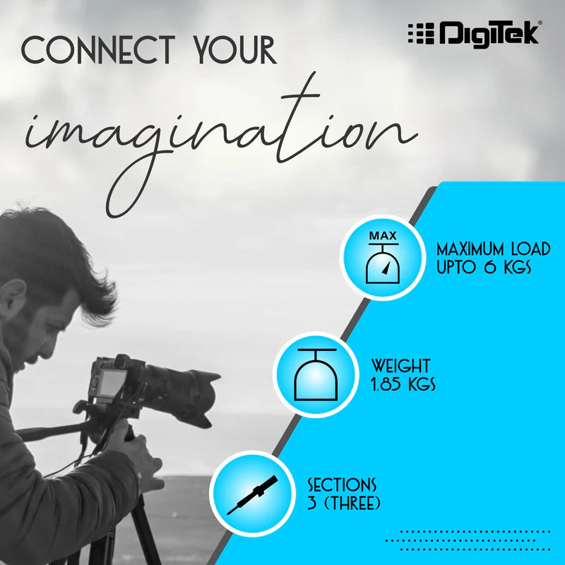 Digitek 590 VD PRO 5.9ft Lightweight Tripod for DSLR & Video