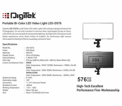 Digitek LED-D576 42W Bi-Color 576 LED Video Light