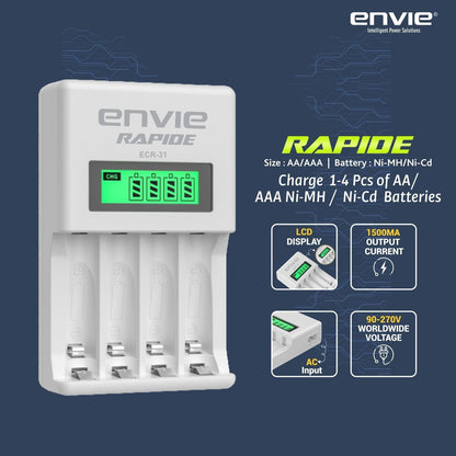 ENVIE ECR31 Ultra-Fast AA & AAA Battery Charger