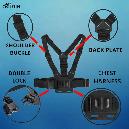 HIFFIN Adjustable Chest Mount Kit for Action Cameras