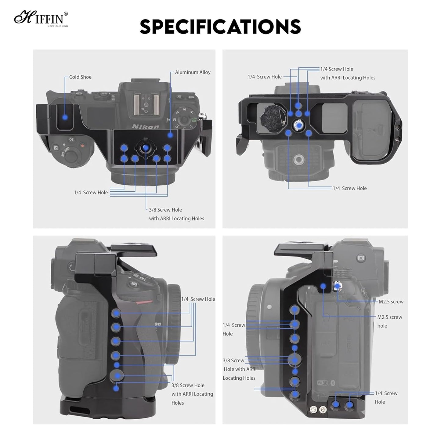 HIFFIN Metal Camera Cage for Nikon Z6/Z7 Series