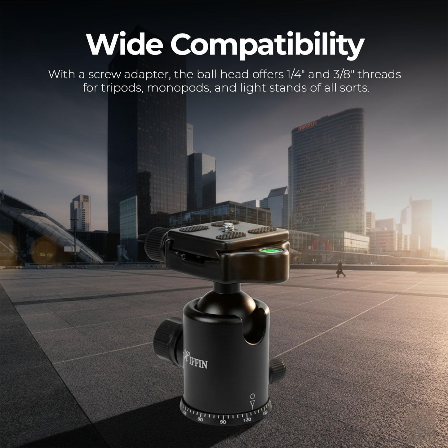 HIFFIN 360 Metal Ball Head with Quick Release Plate