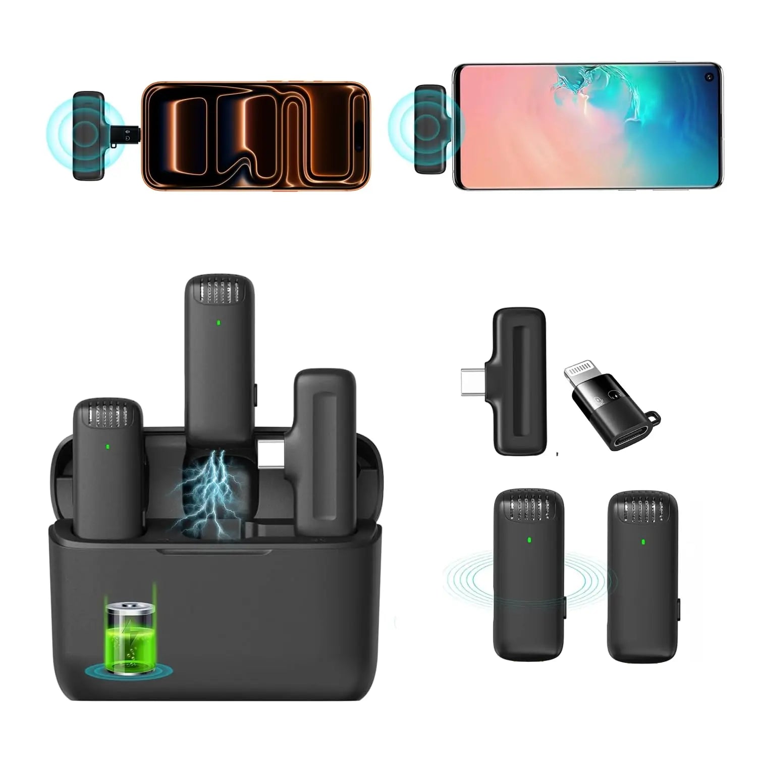 Hiffin x Ulanzi J12 Wireless Lavalier Mic 2-in-1 USB-C & iPhone Microphone Ulanzi