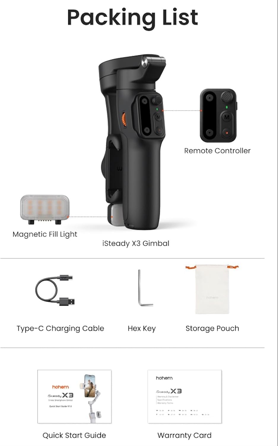 Hohem iSteady X3 AI 3-Axis Smartphone Gimbal – Black
