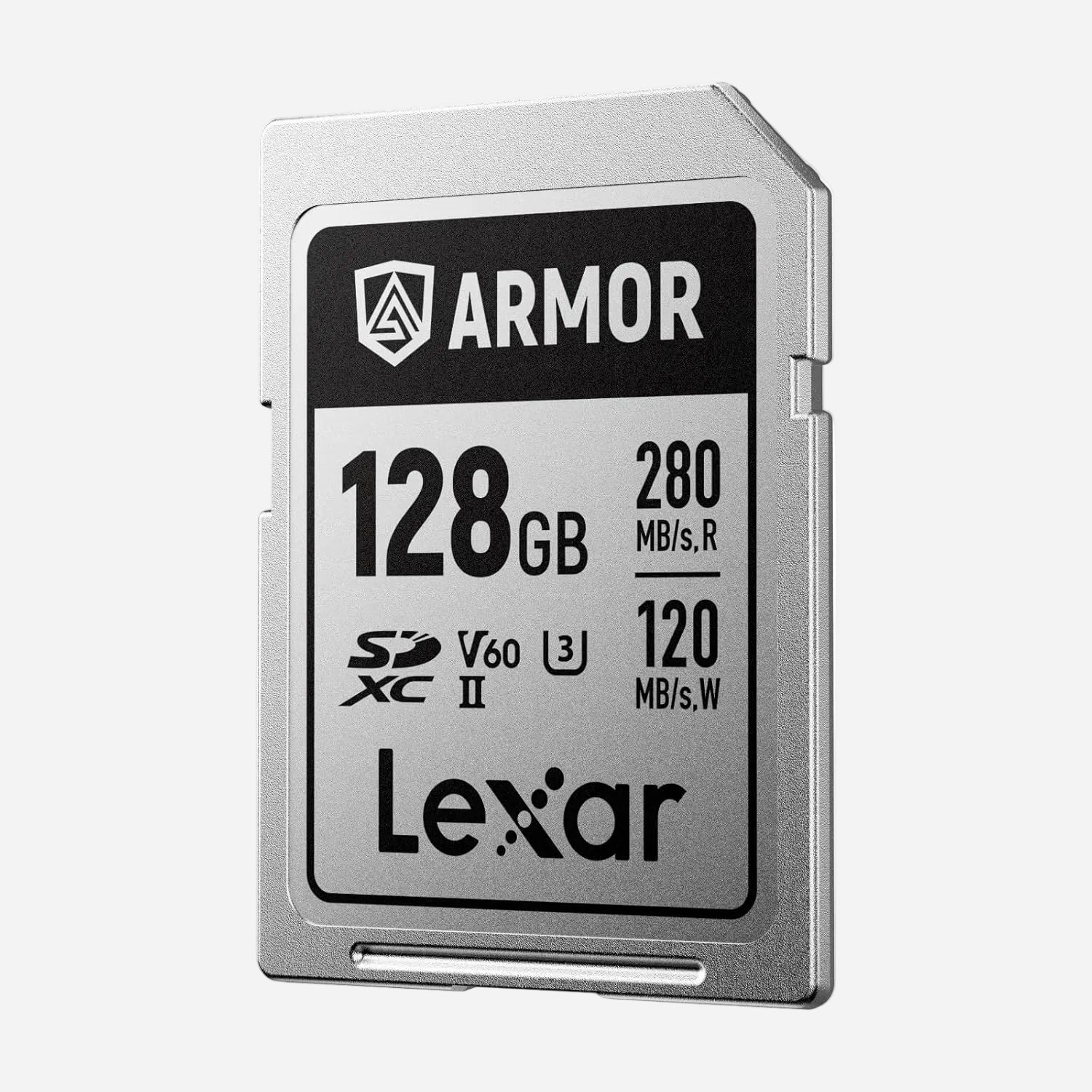 Lexar Armor 128GB SD card on a white background