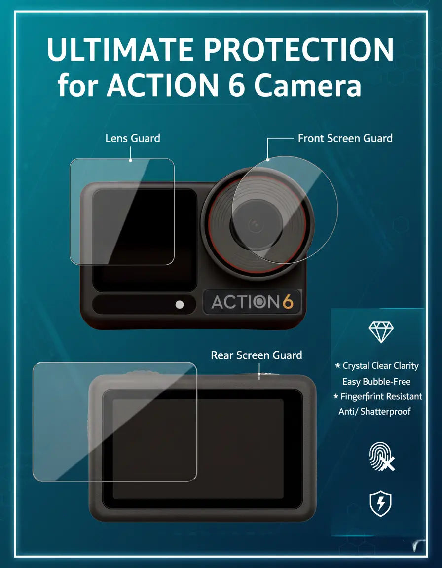 TEKTONIC Tempered Glass Screen Protector Compatible with DJI Osmo Action 6, 9H Hardness Royale Device