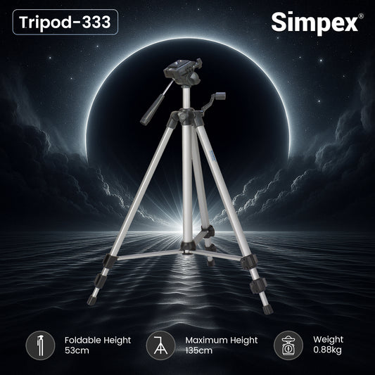 Simpex 333 Camera Tripod with Pan Head (Black)