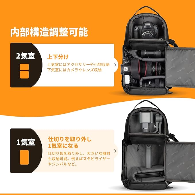 TARION TRS Sling Camera Bag Hard Shell Water-Repellent