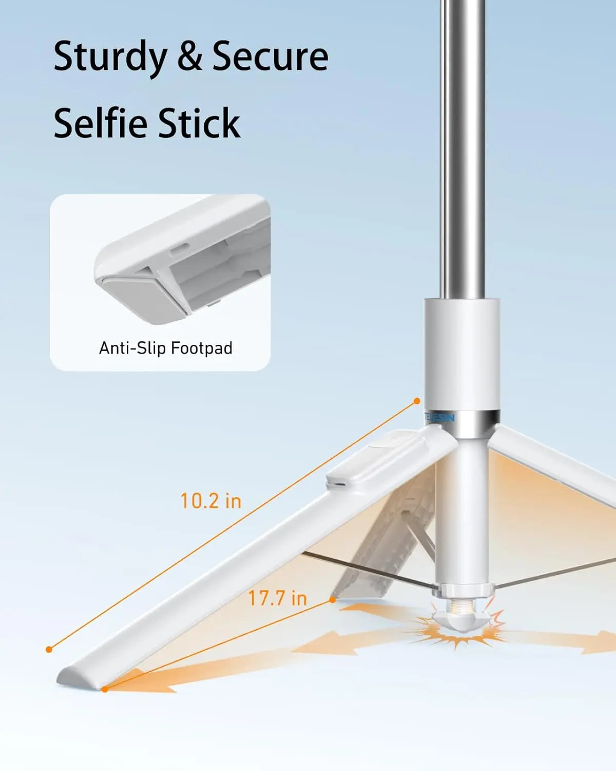 TELESIN 70 Gravity Auto-Open Phone Tripod Stand â€“ Selfie Stick with Bluetooth Remote TELESIN
